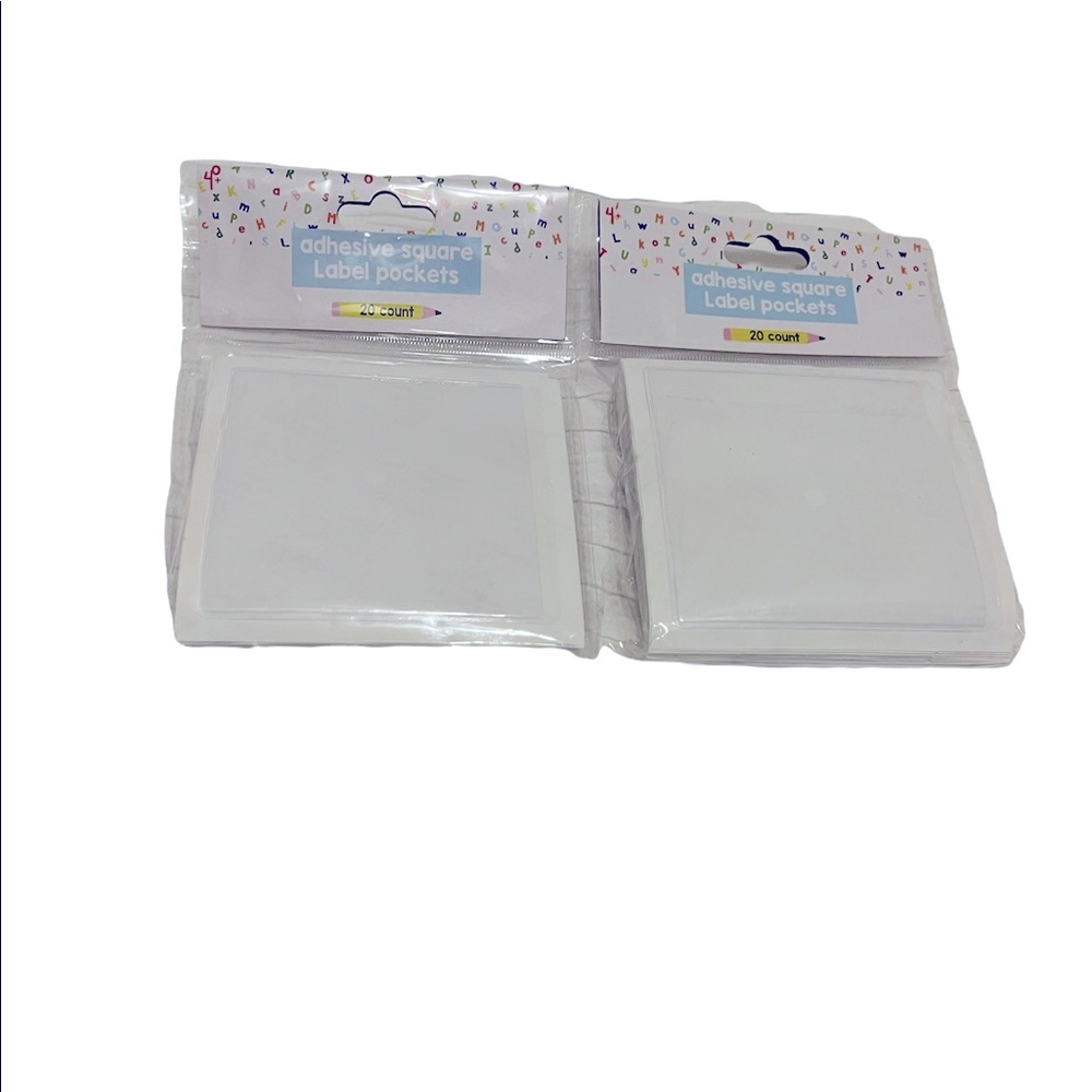 Adhesive Clear Label Pockets For Classroom Or Home Office 2 packs of 20 labels